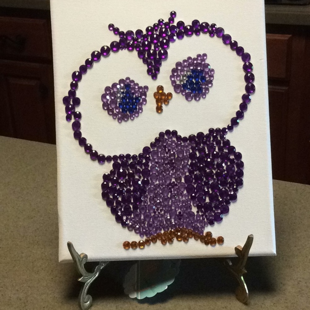Beaded owl on canvas